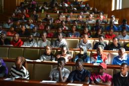 Students attending orientation